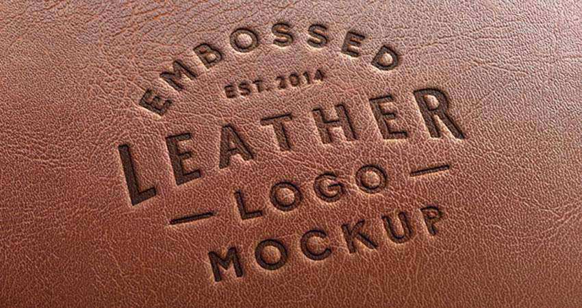  Leather Stamping Logo Mockup Template Photoshop PSD Free