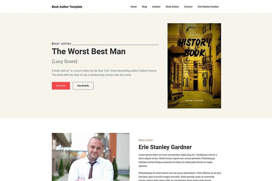 Book Author Template WordPress Theme