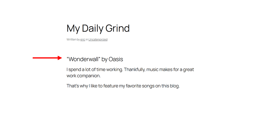 The custom field data now displays on the front end of our website.