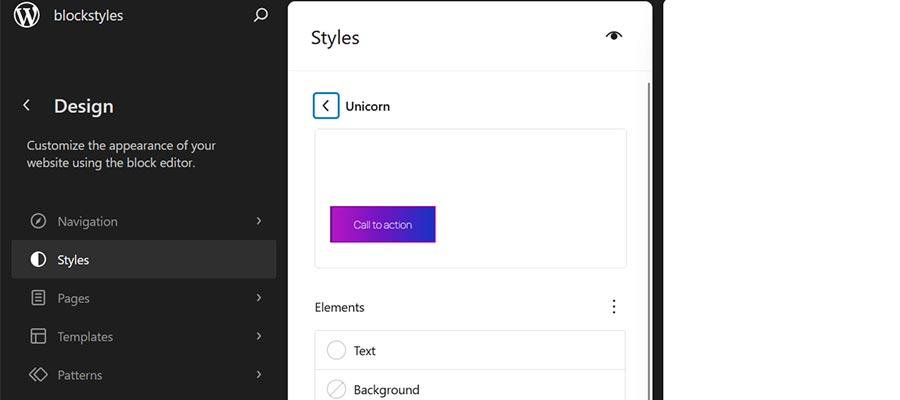We can edit the style variation in the WordPress Site Editor.