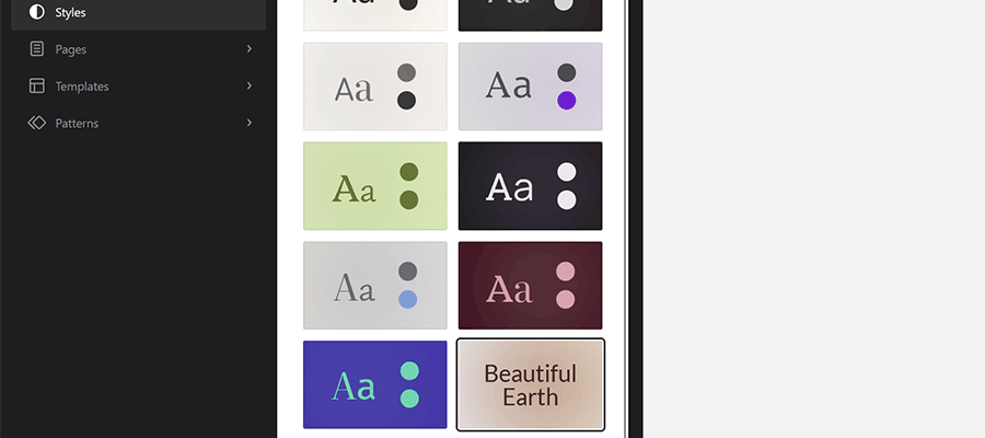 Our custom style variation is now available in the Site Editor.