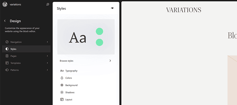 Customize your theme in the Site Editor's Styles panel.