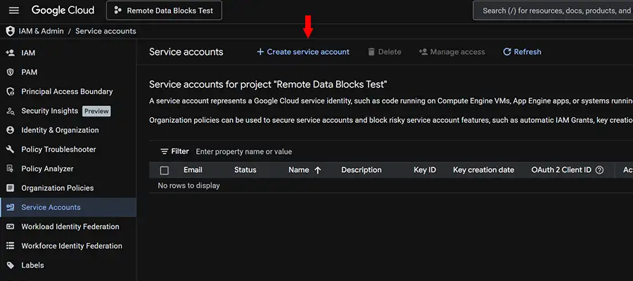 Create a Service Account