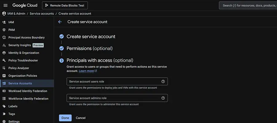 Service Account Principals