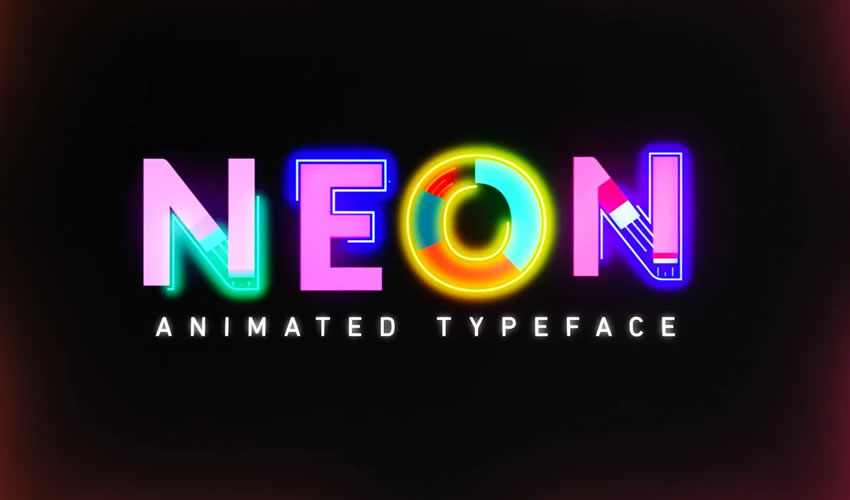Neon Animated Typeface Free After Effects Template